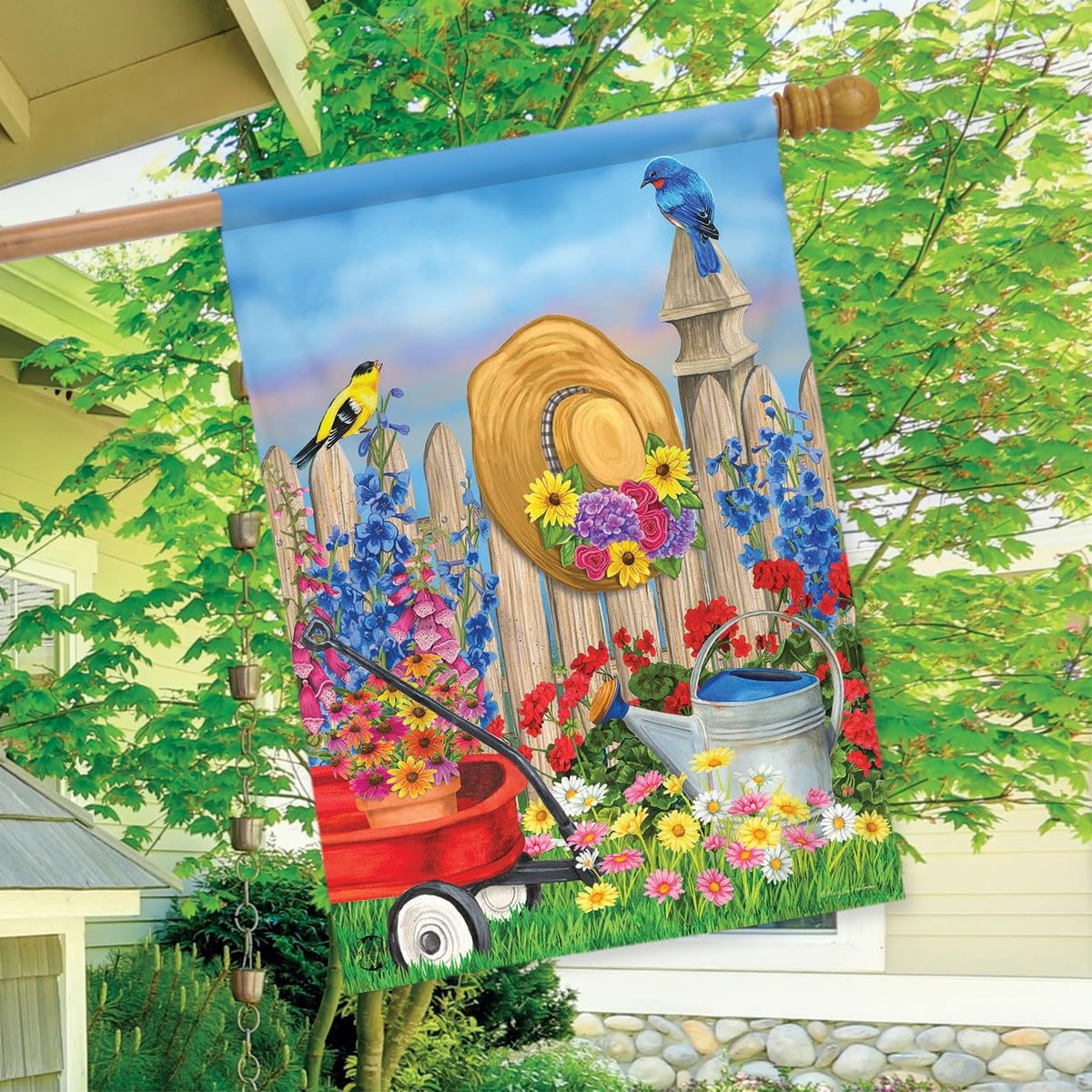 Zielony kciuk wiosenna flaga domu kwiatowe ogrodnictwo 71 cm x 102 cm Briarwood Lane