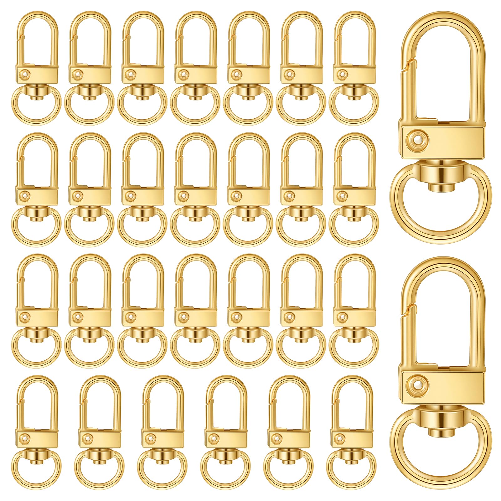 30Pcs Metal Lobster Clasps, Gold Keychain Clip, Swivel Lanyards Bag Charm Clip, Gold Clasp for Jewelry Purse Making DIY Key Rings Art Crafts
