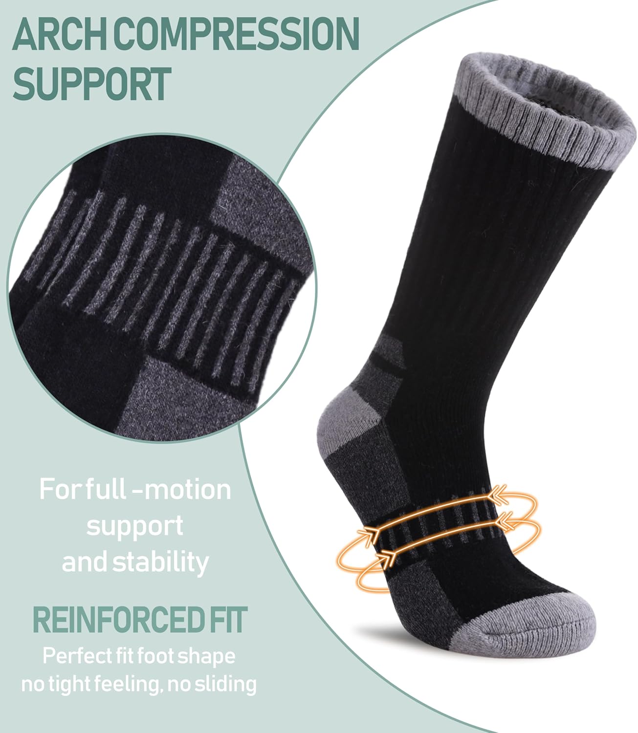 Yebing Merino Wool Hiking Socks for Womens Thermal Warm Winter Boot Crew Cushion Cozy Thick Work Gift Socks 5 Pairs - Image 6