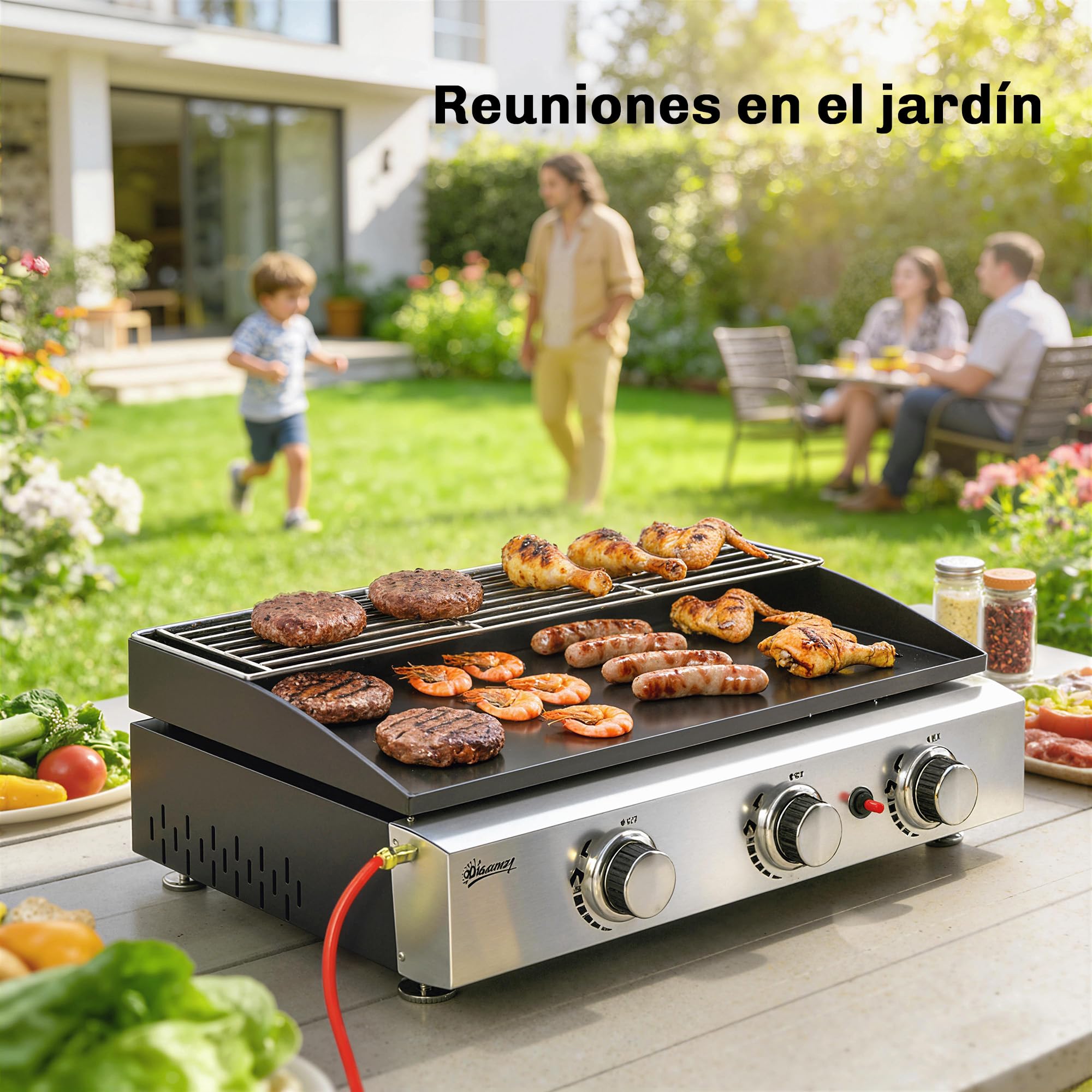 Outsunny Barbacoa de Gas BBQ Gas con 3 Quemadores 7,5 kW, Barbacoa Portátil con Plancha, Rejilla Calentadora y Recogedor Grasa, para Camping, Picnic, Terraza, Negro — view 9