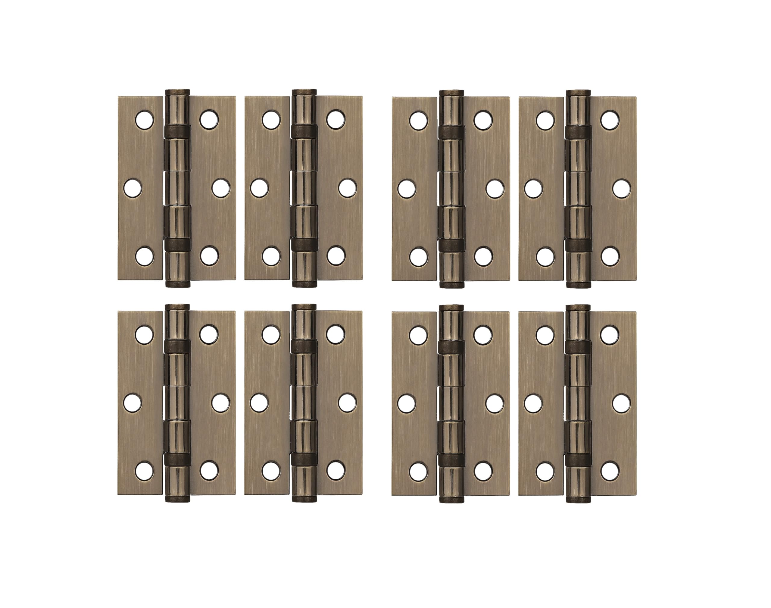 Golden Grace Satin Nickel 3" Ball Bearing Door Hinges, Antique Brass, 75Mm