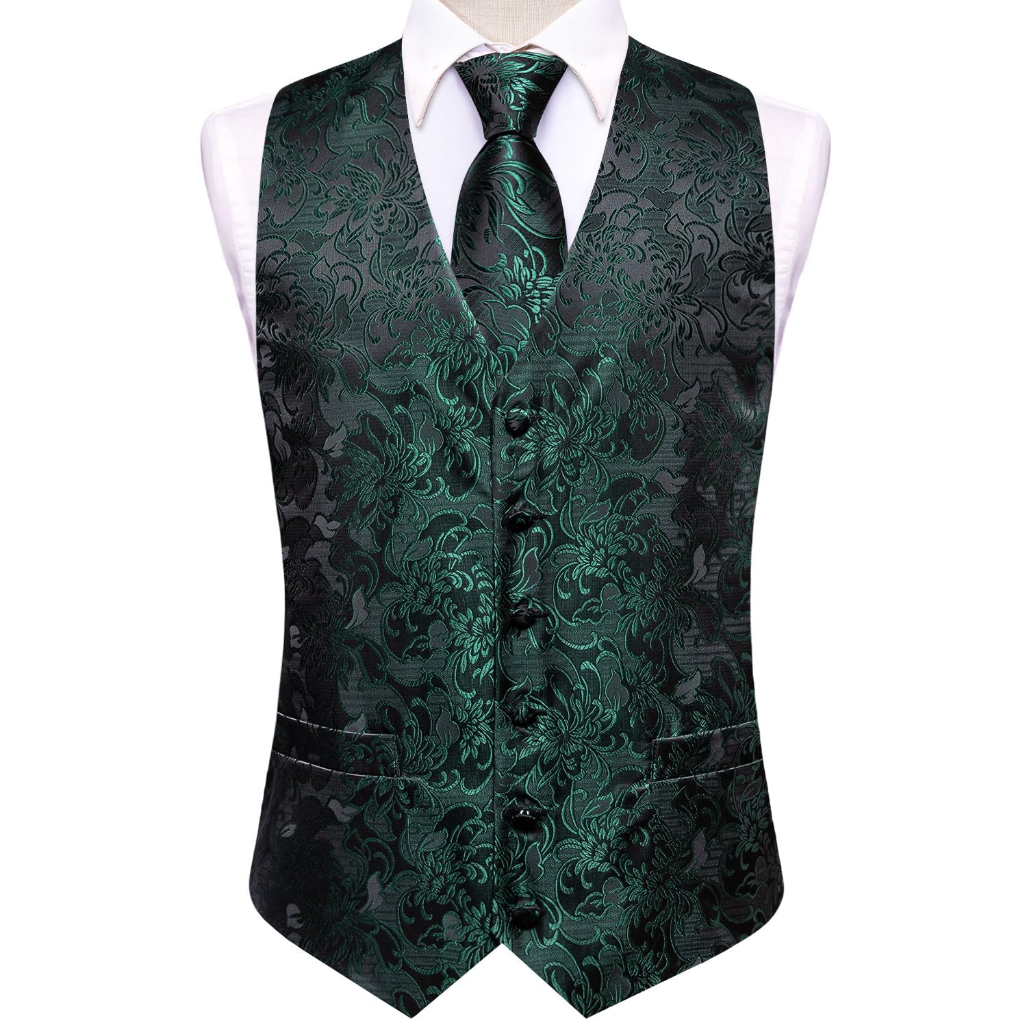Hi-Tie Ensemble gilet de costume pour homme - Gilet formel cachemire jacquard - Pour fête de mariage