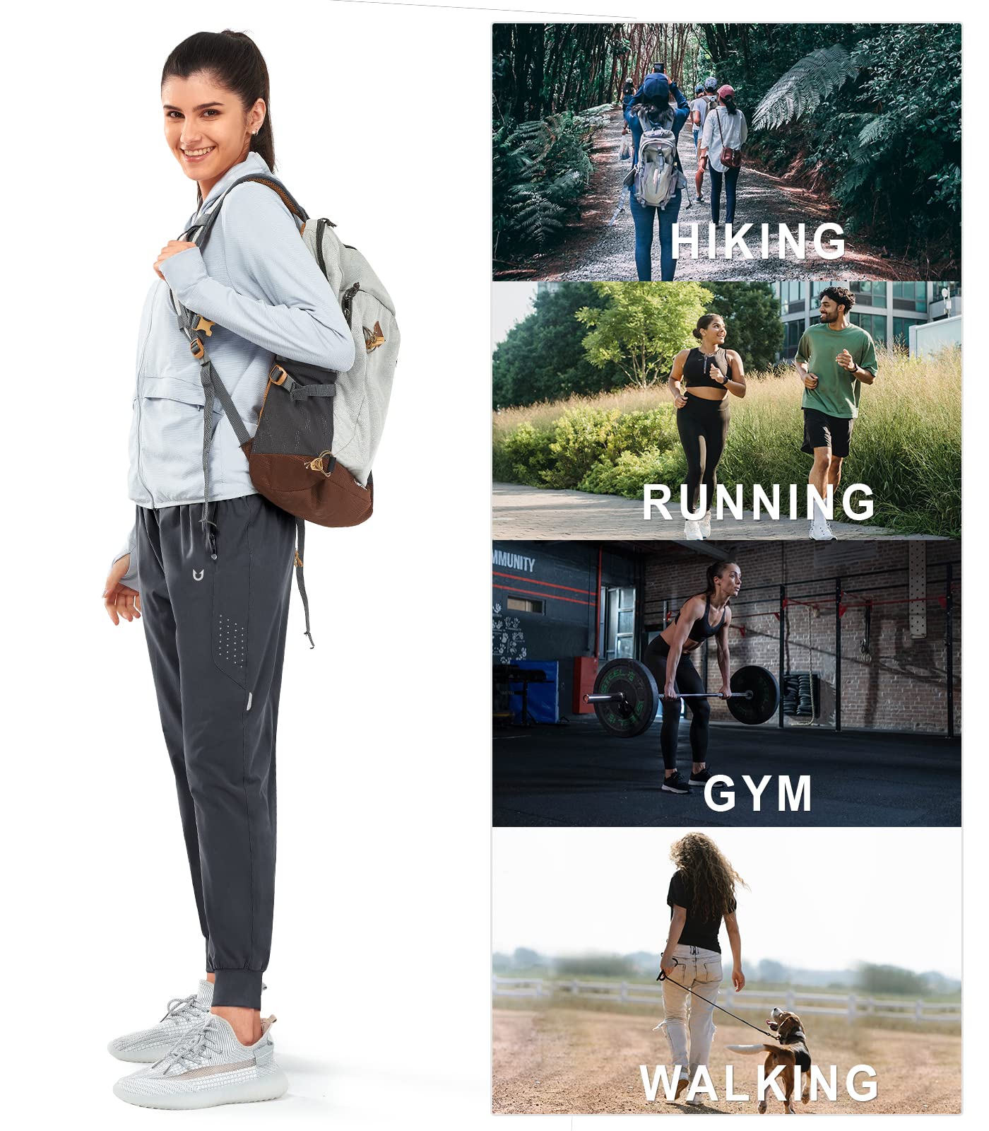 NORTHYARD Jogginghose Damen Leichte Schnelltrocknend Trainingshose Stretch Fitness Sporthose Lang Wasserdicht Wanderhose mit Reißverschlusstaschen