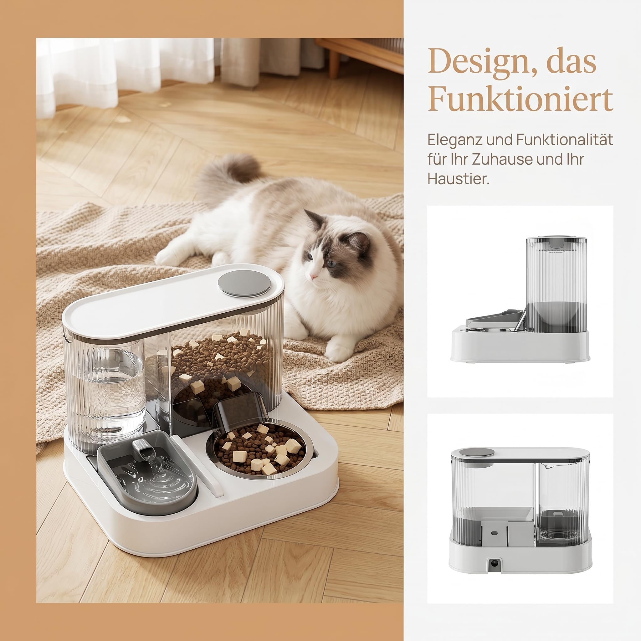 Distributeur automatique de nourriture et d'eau 2 en 1 pour animaux de compagnie - Distributeur automatique de nourriture et d'eau pour chats et chiens - Distributeur automatique de nourriture et