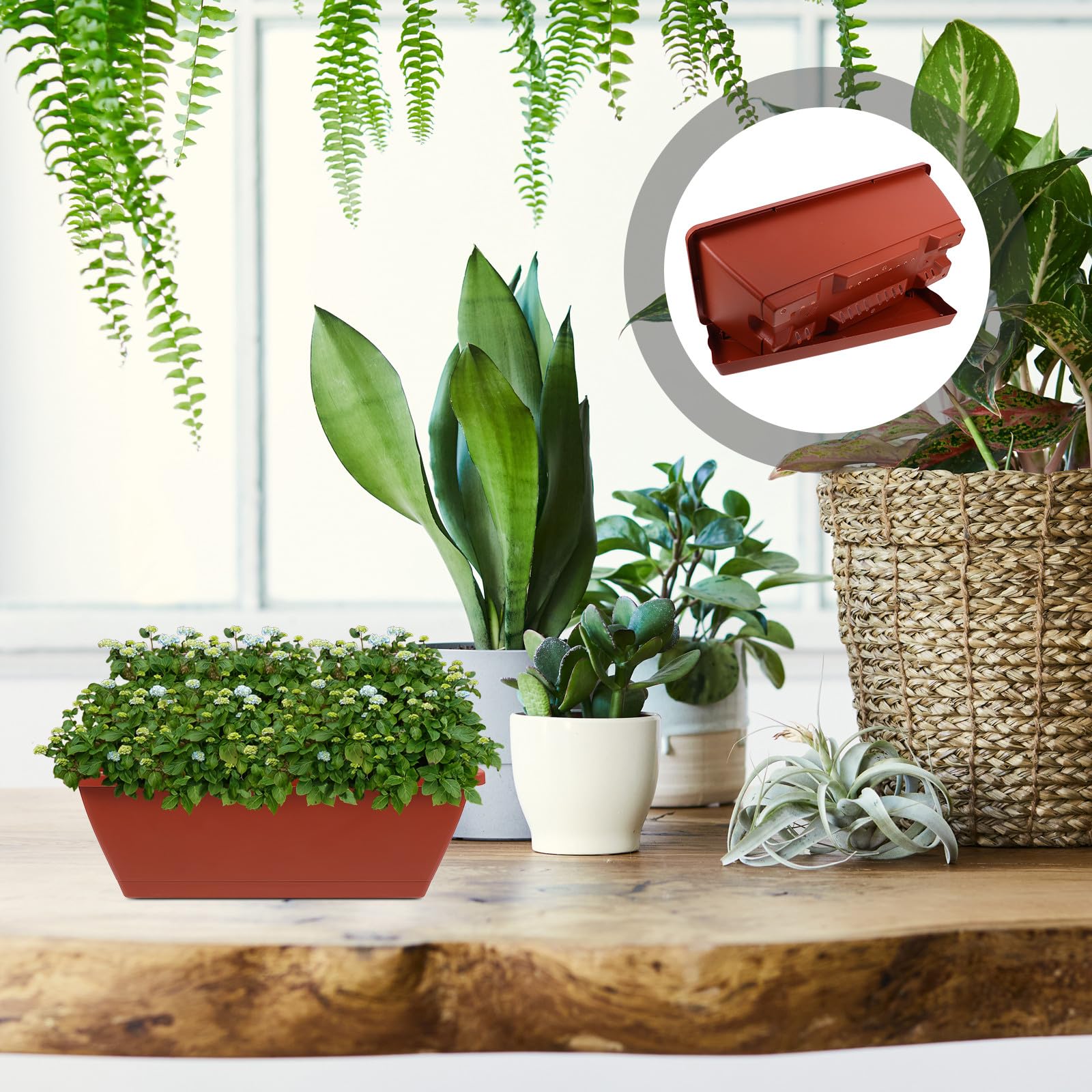 MAGICLULU Lot de 6 Pots de Fleurs en Plastique Épaissi Trous de Drainage pour Jardinage et Balcon, Jardinières Rectangulaires Solide Design Délicat et Atmosphère Pastorale