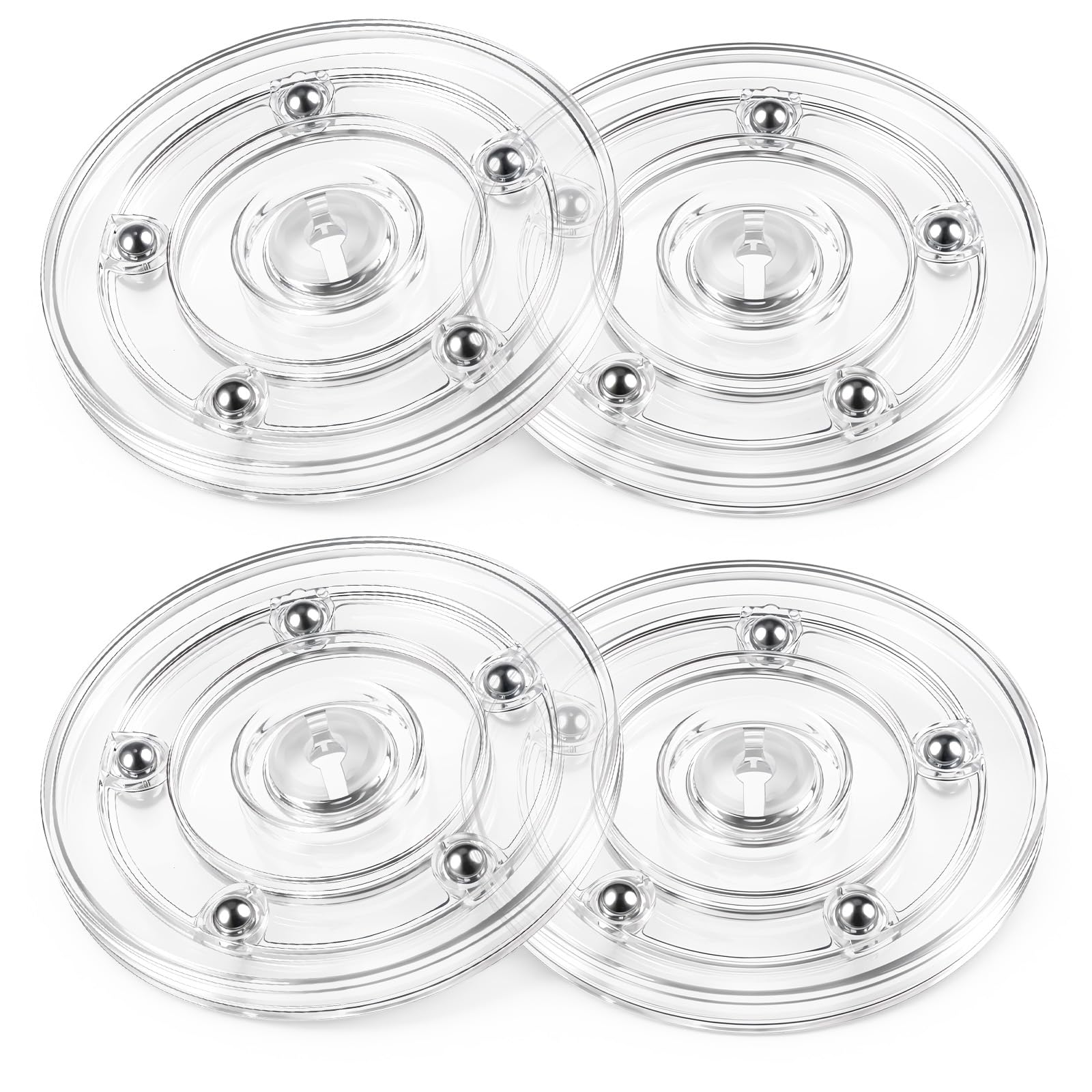 Apojgitn 4PCS Small Lazy Susan Turntable Organizer, 4 Inch Acrylic Lazy Susan Hardware for Seasoning, Cookie, Cake Decorating, Clear Plastic Turntable Bearing Rack for Desk