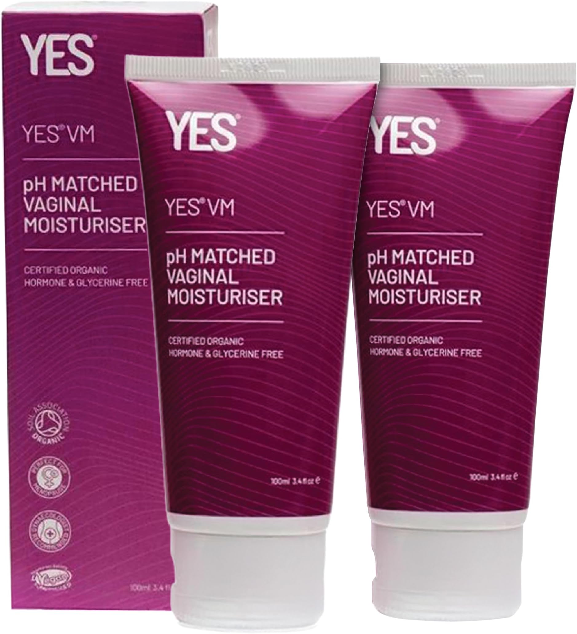 YES® VM Vaginal Moisturiser (2 Pack) | Water-Based, Long-Lasting & Fast-Acting Relief for Vaginal Dryness | Certified Organic | Natural pH-Matched Gel | 2 x 100ml