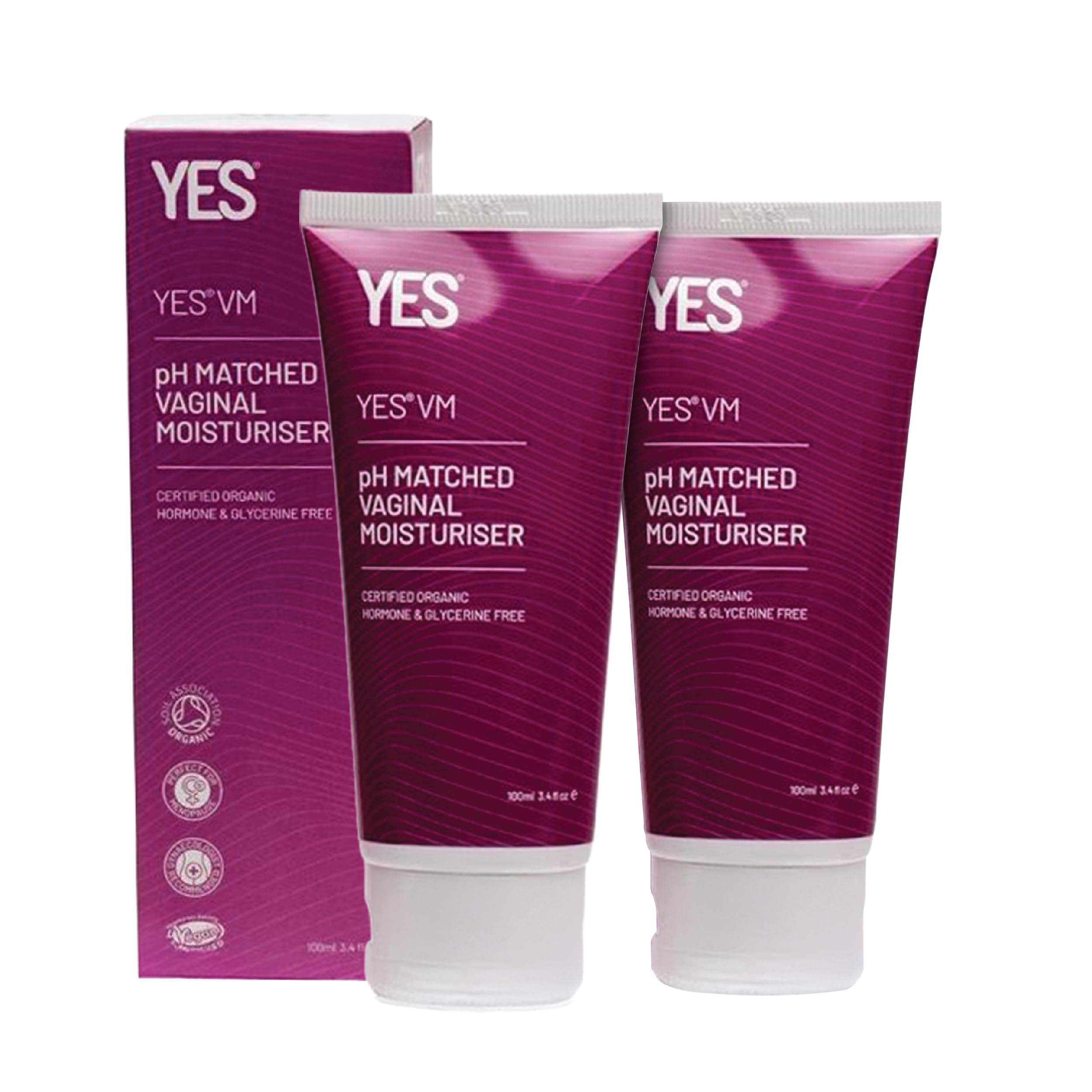 YES® VM Vaginal Moisturiser 2 x 100ml | Certified Organic | pH-Matched Gel