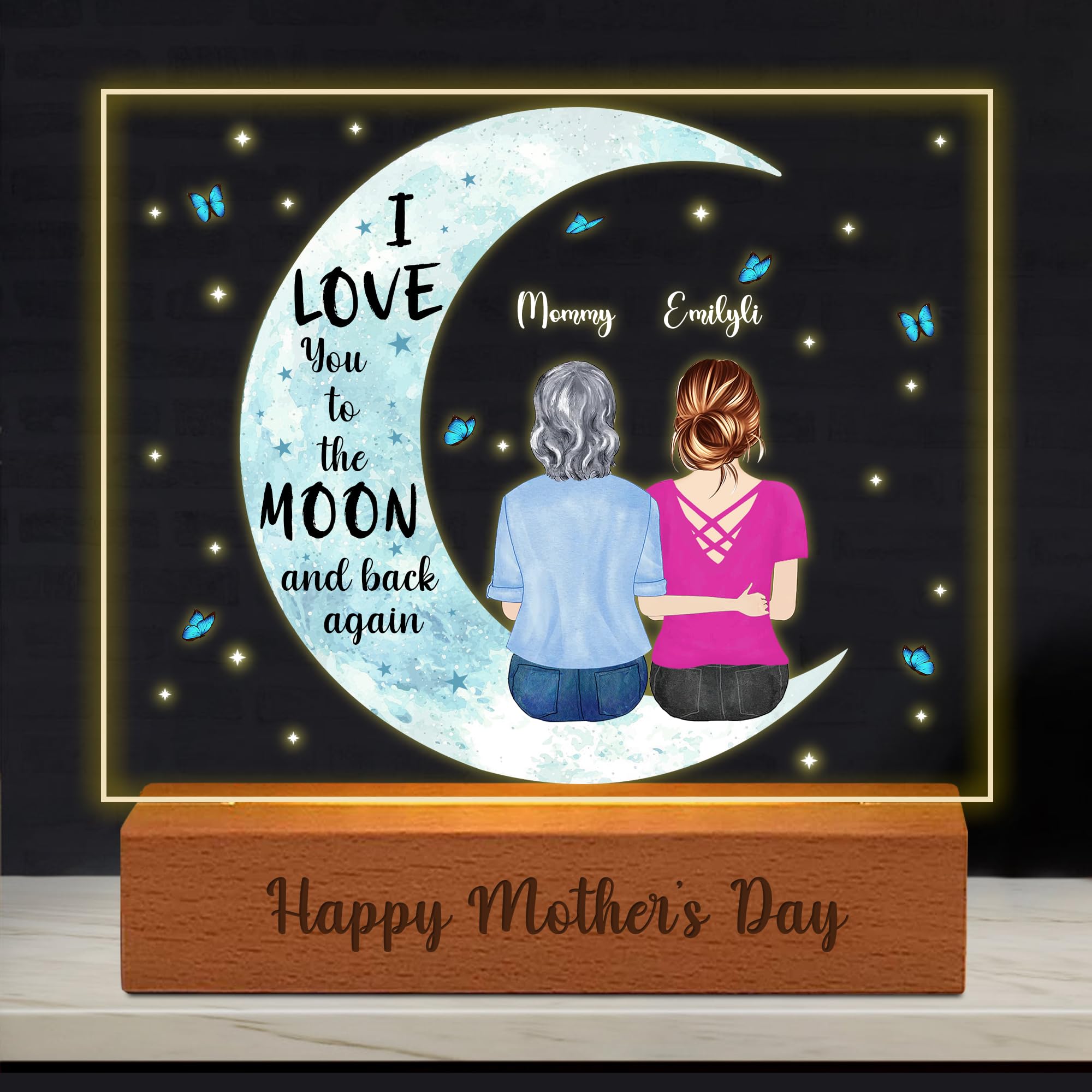 TATLETATLE Personalized Acrylic Night Light,Custom Acrylic Lamp with Character Design Photos,Personalized Photo Gifts for Mom from Daughter Son,Mothers Birthday Gifts for Mama Women (Night Light-10)