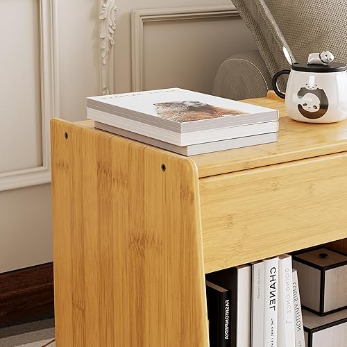 Miniatura 6 de ZIYOO Mesita de noche con cajón, mesita de noche moderna de mediados de siglo con almacenamiento, mesa auxiliar de dormitorio pequeña para