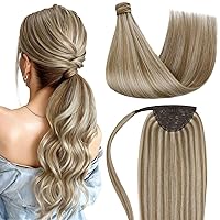 Vista 41 de LaaVoo - Extensión de cola de caballo de cabello humano negro, con clip, 18 pulgadas, extensiones de cabello humano invisible de una pieza