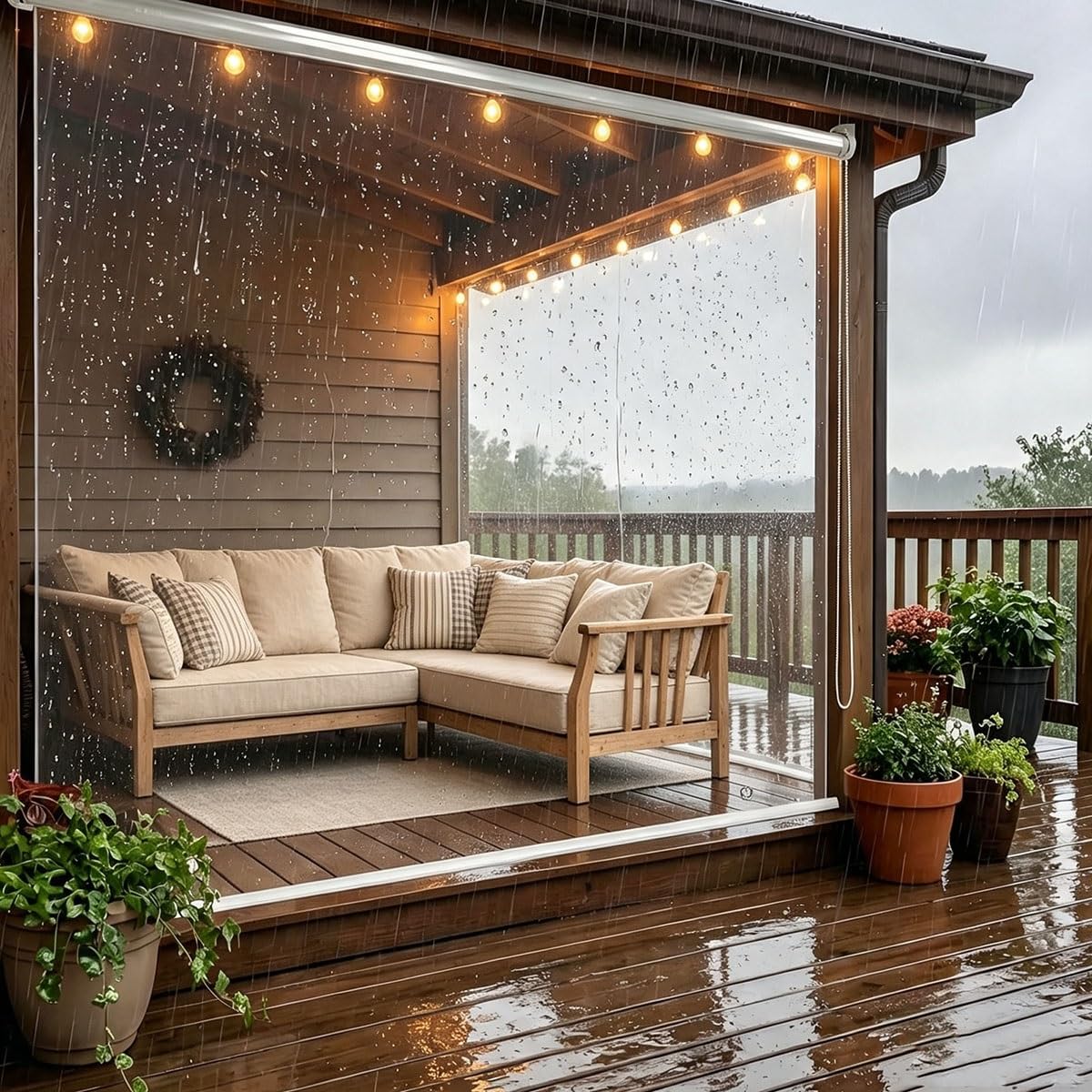 Tenda A Rullo per Esterni PVC Trasparente, Tapparella Avvolgibile Chiara | Impermeabile Schermo Antipioggia Antivento per Gazebo Balcone Portico, Tende Divisoria per Terrazzo(W70xH160cm)