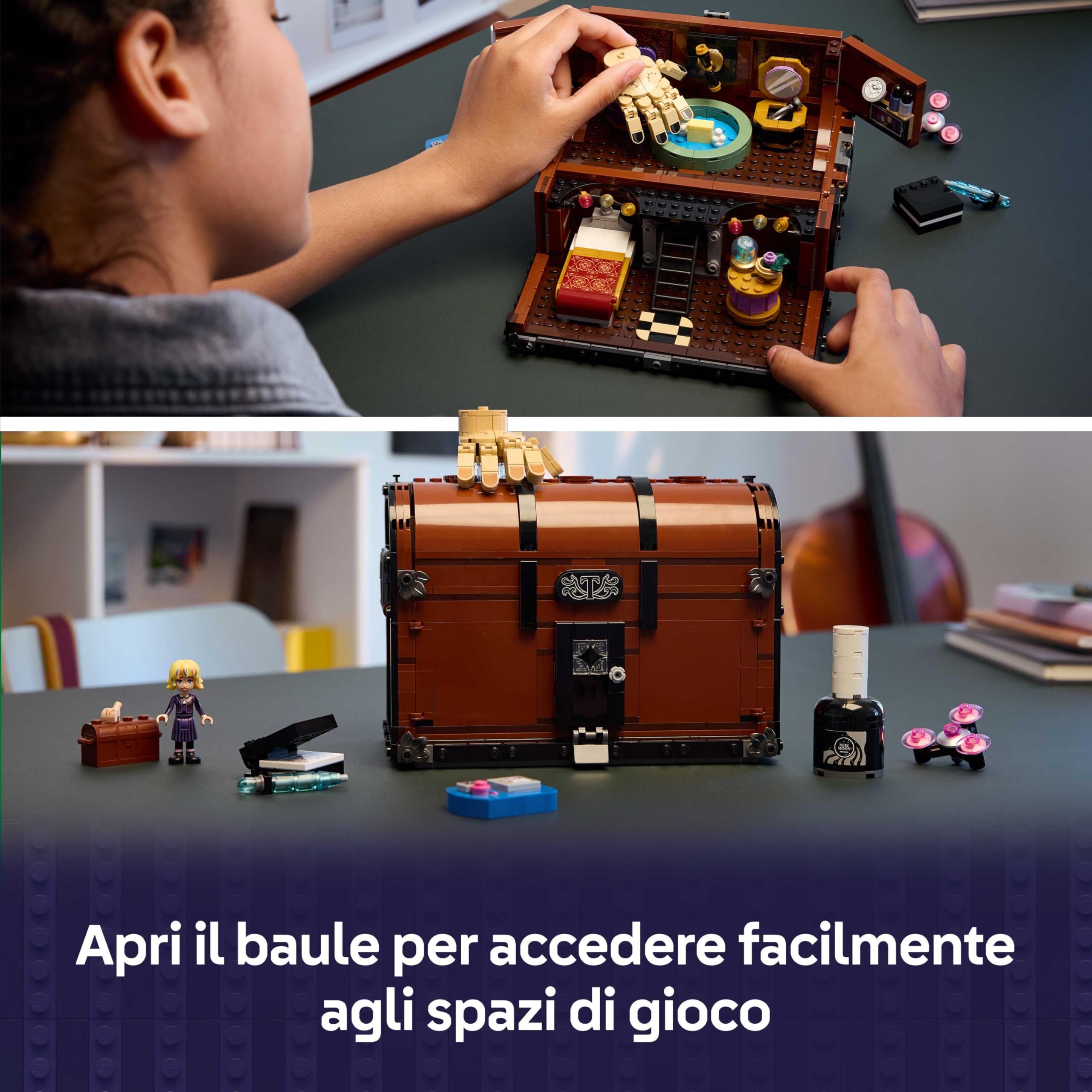 LEGO Wednesday Appartamento di Mano - Giocattolo da Esposizione con Mini Bambolina di Enid, Figura di Mano e Accessori - Regalo per Bambine e Bambini Fan della Serie TV da 10 Anni in su - 76785