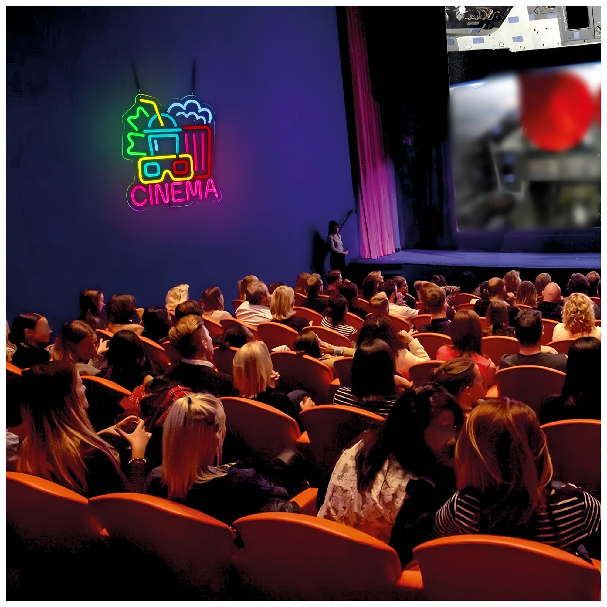 Luce al neon Decorazione da parete con luce dimmerabile per insegna al neon del cinema per feste di compleanno in camera