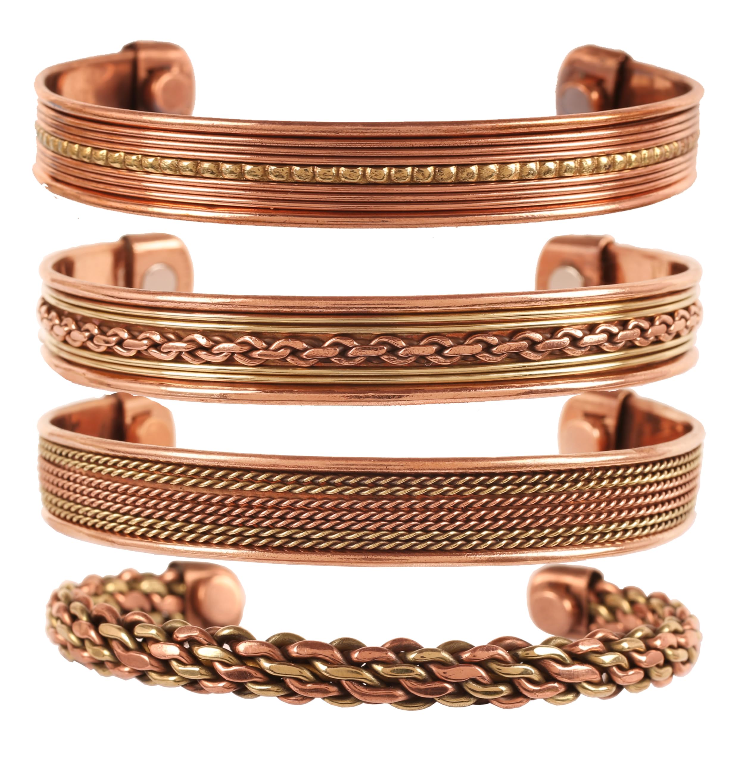 Touchstone copper bracelets | gift for men women |adjustable 100% pure solid real magnetic jewelry | handmade bracelet set combo | rope braided tibetan bangles.