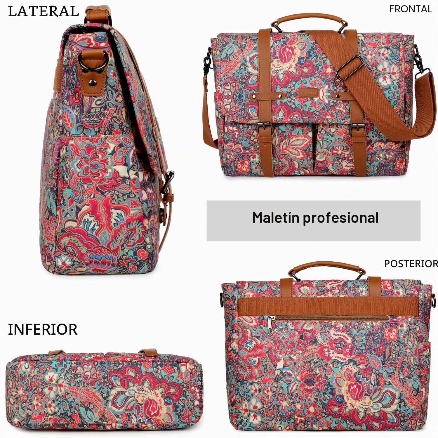 Bolso de hombro para mujer impresión portátil bolsa de ordenador portátil de 15,6 pulgadas maletín Satchel bolso de hombro Bookbag YL-01