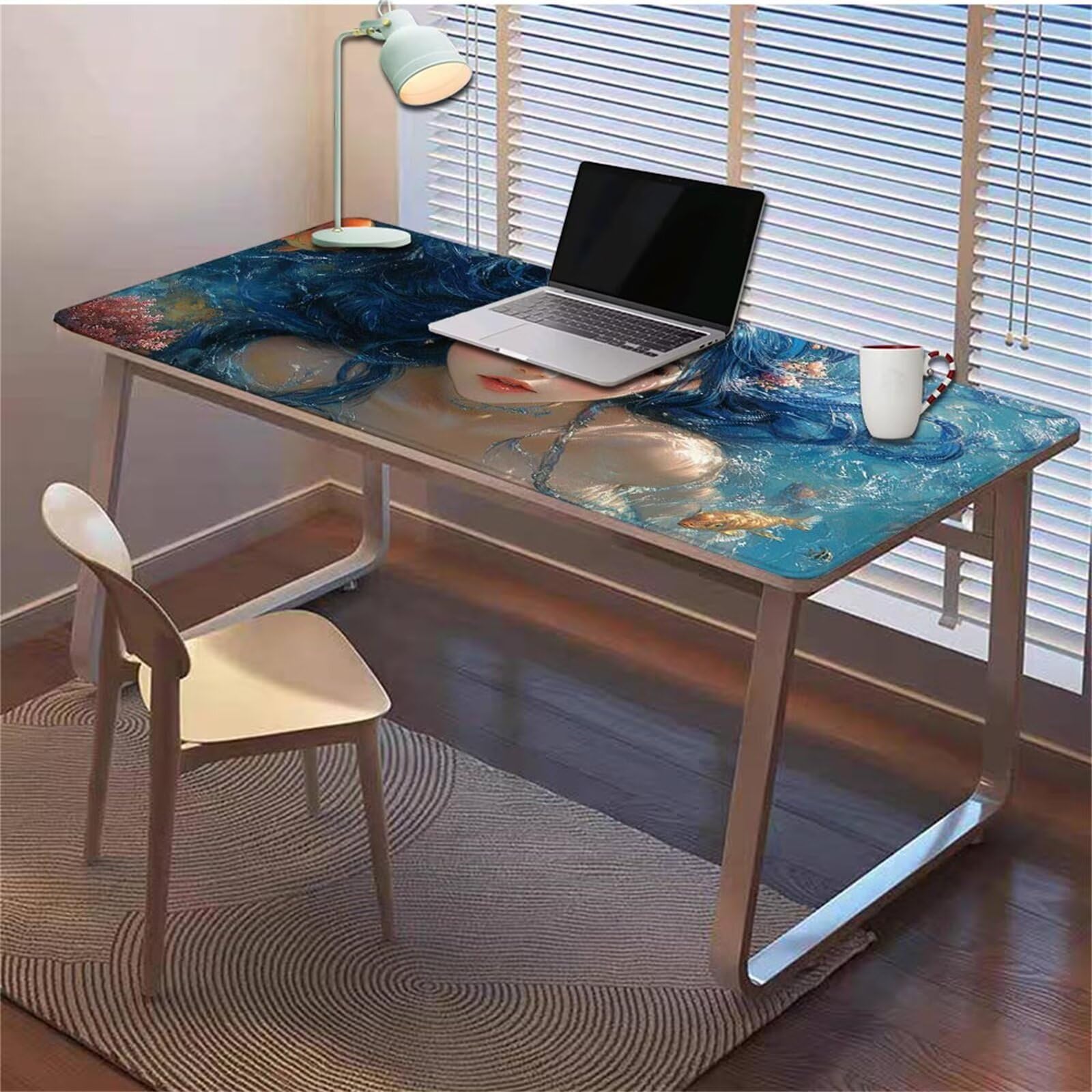 Gamingowa podkładka pod mysz 1200 x 600 x 3 mm, XXL, wodoszczelna, odporna na ścieranie, z przyszytymi krawędziami, niebieska, podkładka na biurko, poprawia prędkość i precyzję pod laptopa, komputera