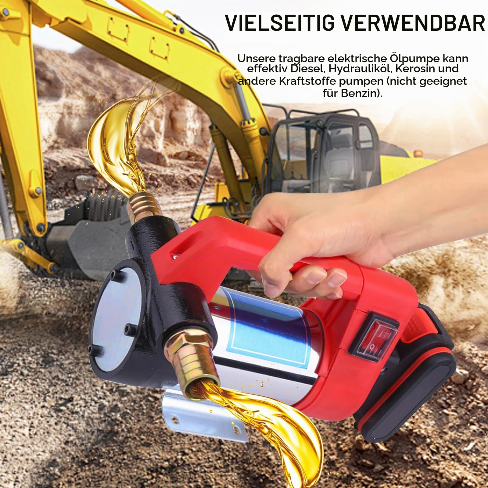 Dieselpumpe, Akku Dieselpumpe mit 3000mAh Akku und Ladegerät, Ölabsaugpumpe Elektrisch, Tragbare Elektrische Ölpumpe Kabellos Diesel Pumpe Förderpumpe für Diesel, Kerosin