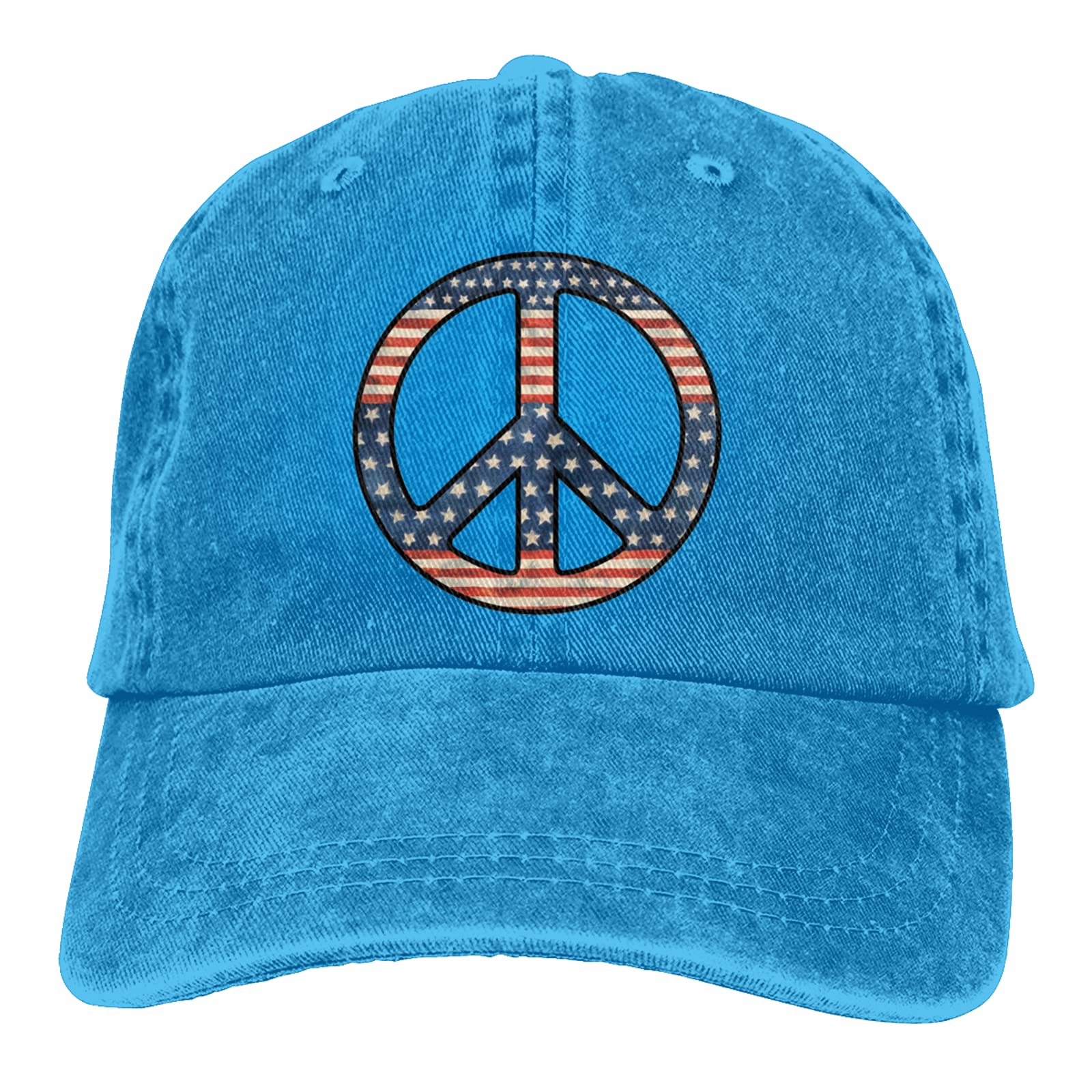 YZICO Denim Caps Peace Sign American Flag US Baseball Caps Dad Cap Adiustable Sports Retro for Men Women Camping Hats