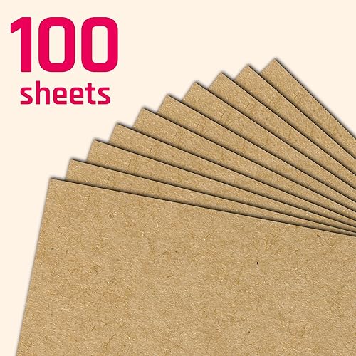 Miniatura 6 de 100 hojas, cartulina kraft marrón, 200 GSM (cubierta de 75 libras), 8.5 x 11 pulgadas