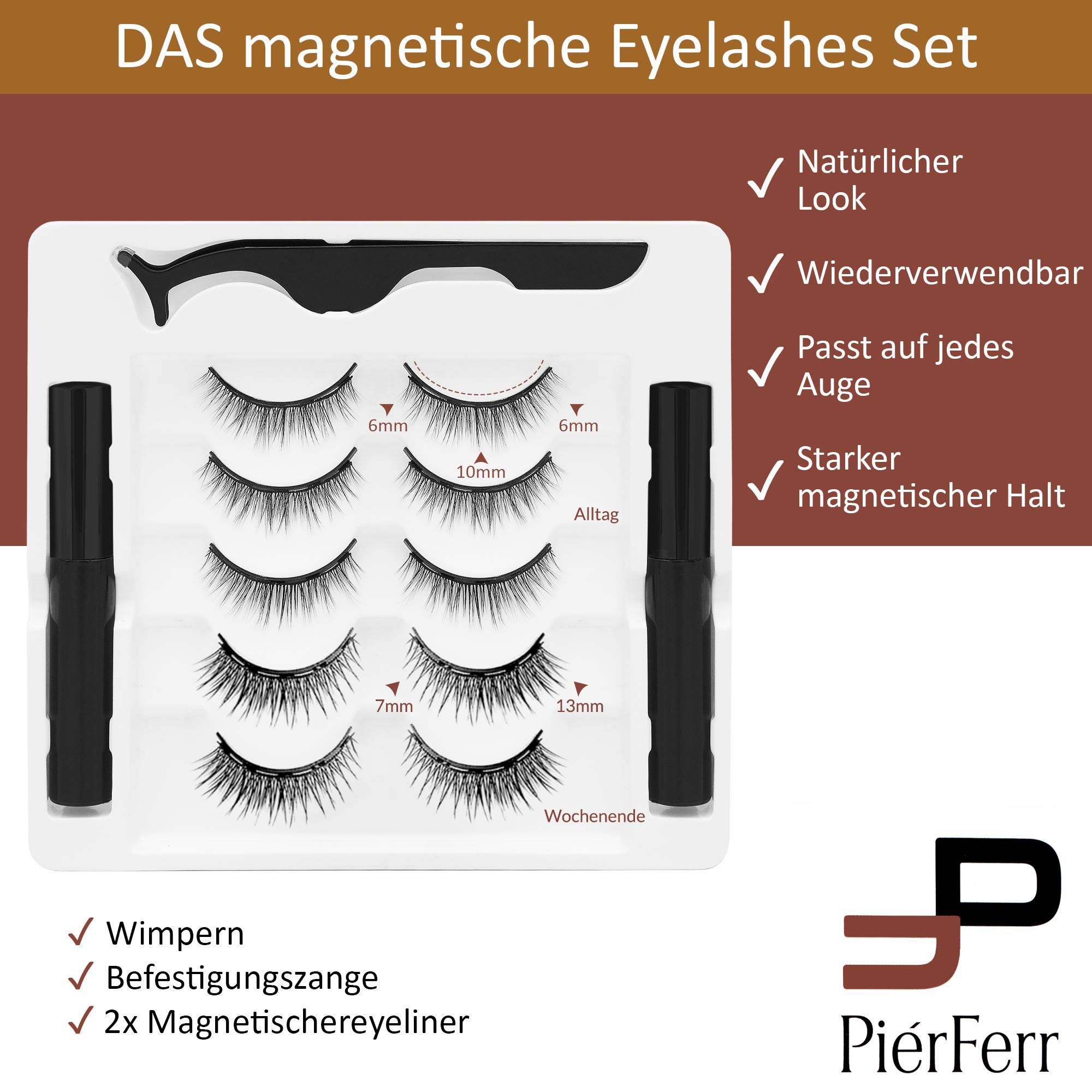 PierFerr | Magnetische Wimpern- mit 2 Eyeliner, fake lashes 5 Paare Magnet  Wimpern - Wimpern magnetisch, natrlich- Magnetic lashes knstliche  eyelashes wasserfeste und wiederverwendbare fr Alltag : Amazon.de: Kosmetik