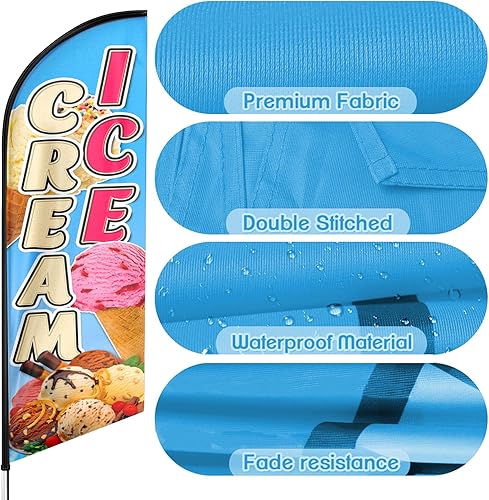 Miniatura 3 de Bandera de Swooper de plumas de helado, bandera de swooper publicitaria de helado, cartel publicitario de Swooper para negocios de helados, 8 pies