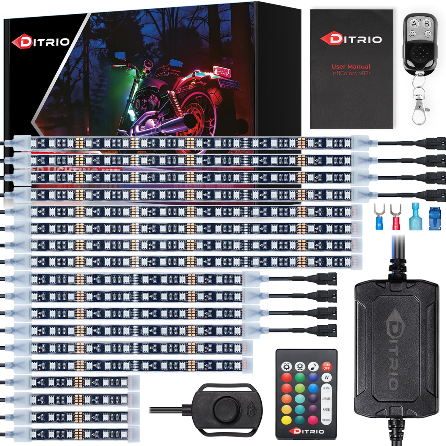 18PCS Underglow RGB LED Underglow Light Kit,DC 12V,APP/Remote Control