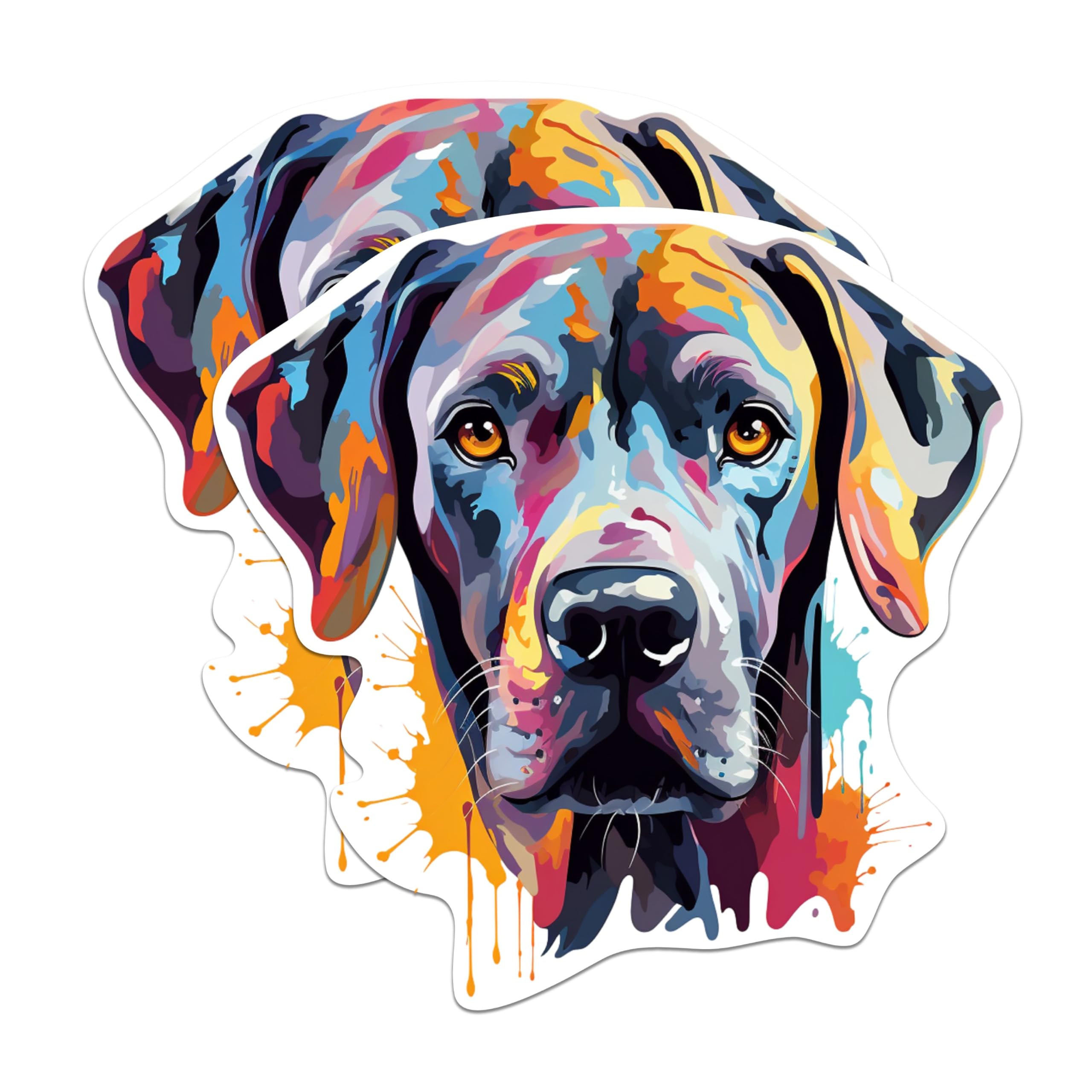(2 Pack) Great Dane Dog Breed Stickers - 5 Inches On Longest Side - Choose from Over 100 Dog Breeds - for Cars, Trucks, Skateboards, Laptops - Made in USA - BMCS1867