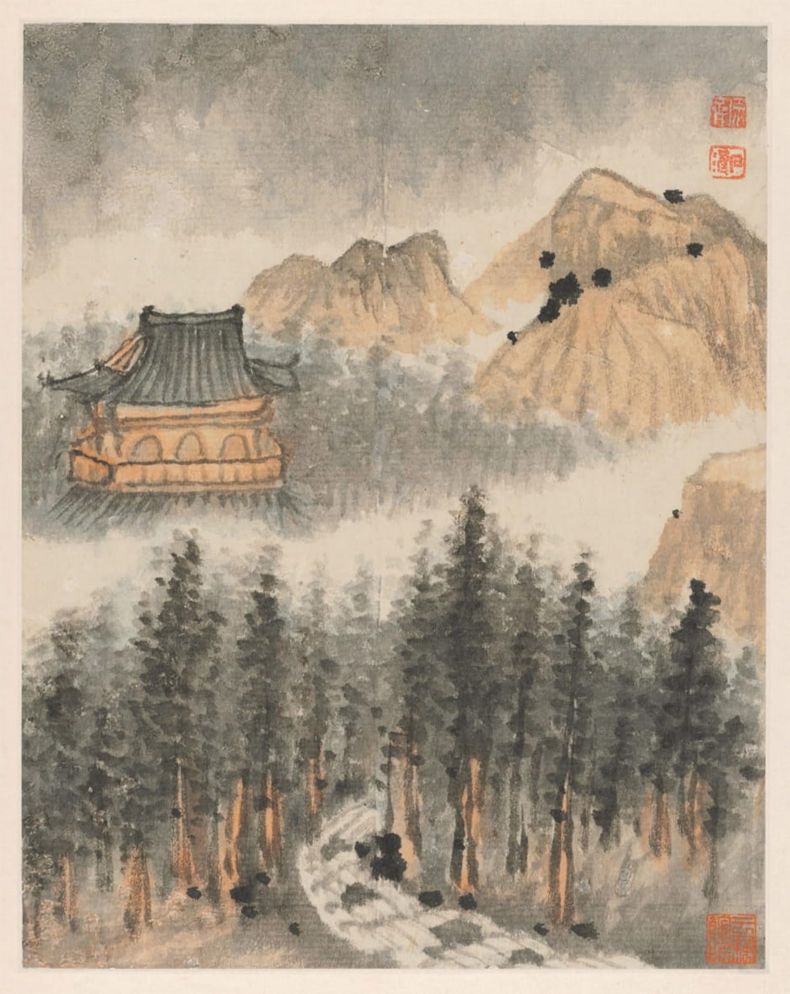 ARTXLXXBN Famous Painting Canvas Artwork Graffiti Print Reminiscences of Qinhuai River by Shitao Portrait Canvas Image for Home Decor 60x90cm