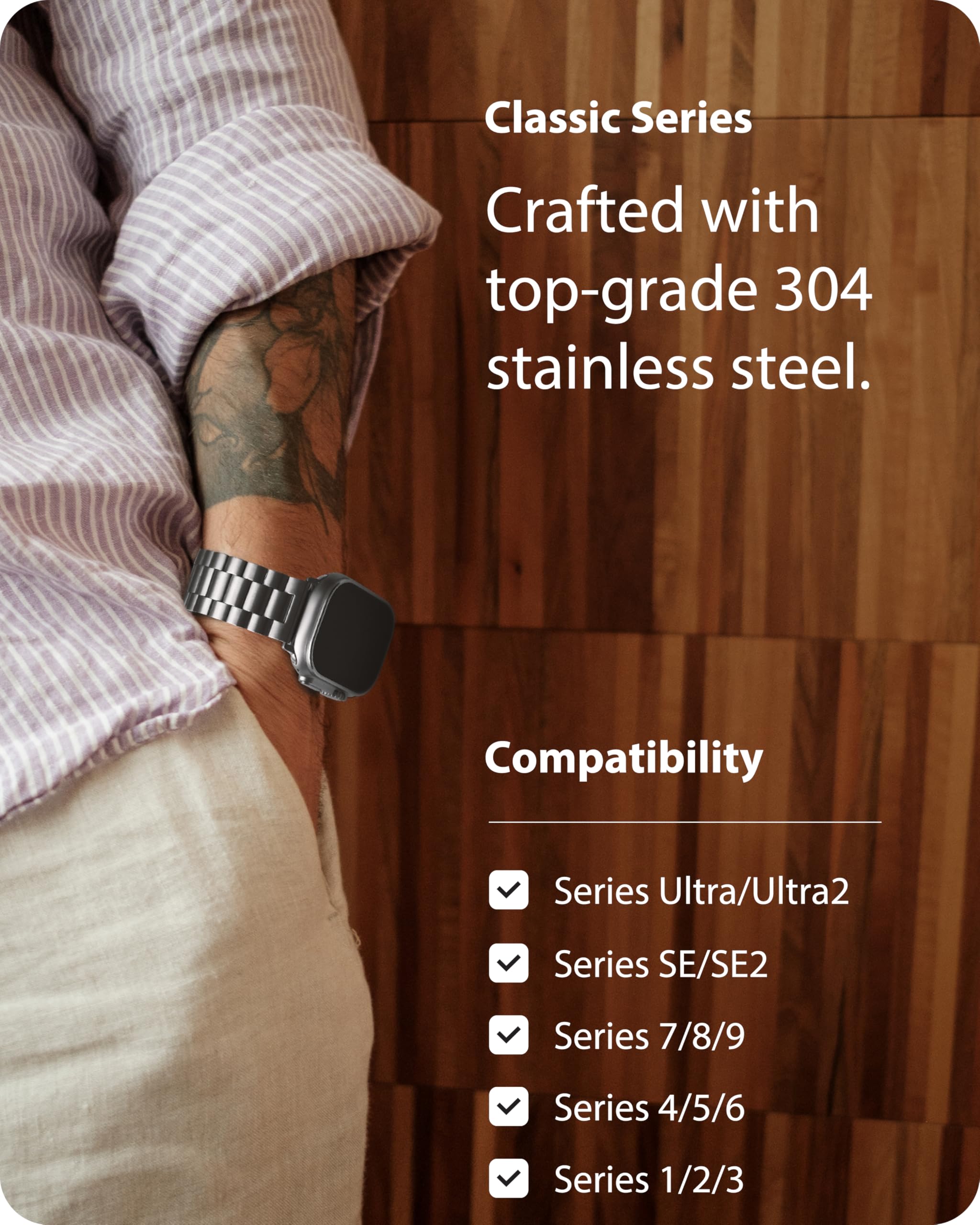 Fullmosa Cinturino Apple Watch Ultra 49mm, Cinturini di Ricambio in Acciaio Inossidabile Compatibile con Apple Watch 49mm Ultra 2/ Ultra, per Donna e Uomo, Argento