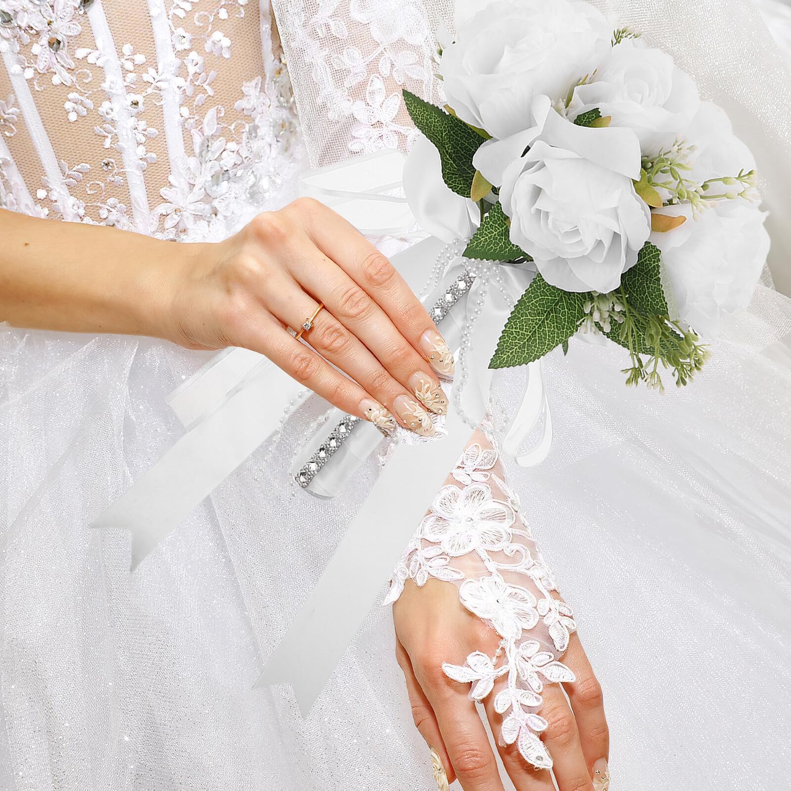 Bouquet da Sposa Artificiale Bianco, Stile Occidentale per Nozze