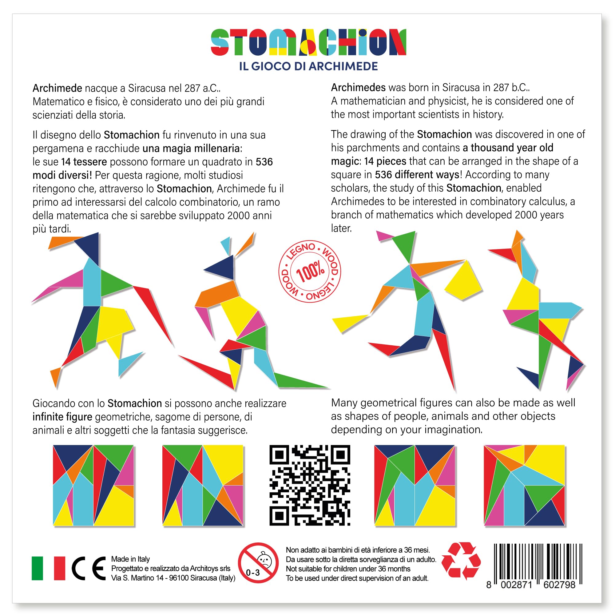 ARCHITOYS | Stomachion d’Archimède – Puzzle en Bois pour Tous – Un véritable Jeu de logique, Rien à Voir avec Le Tangram – (Grand)