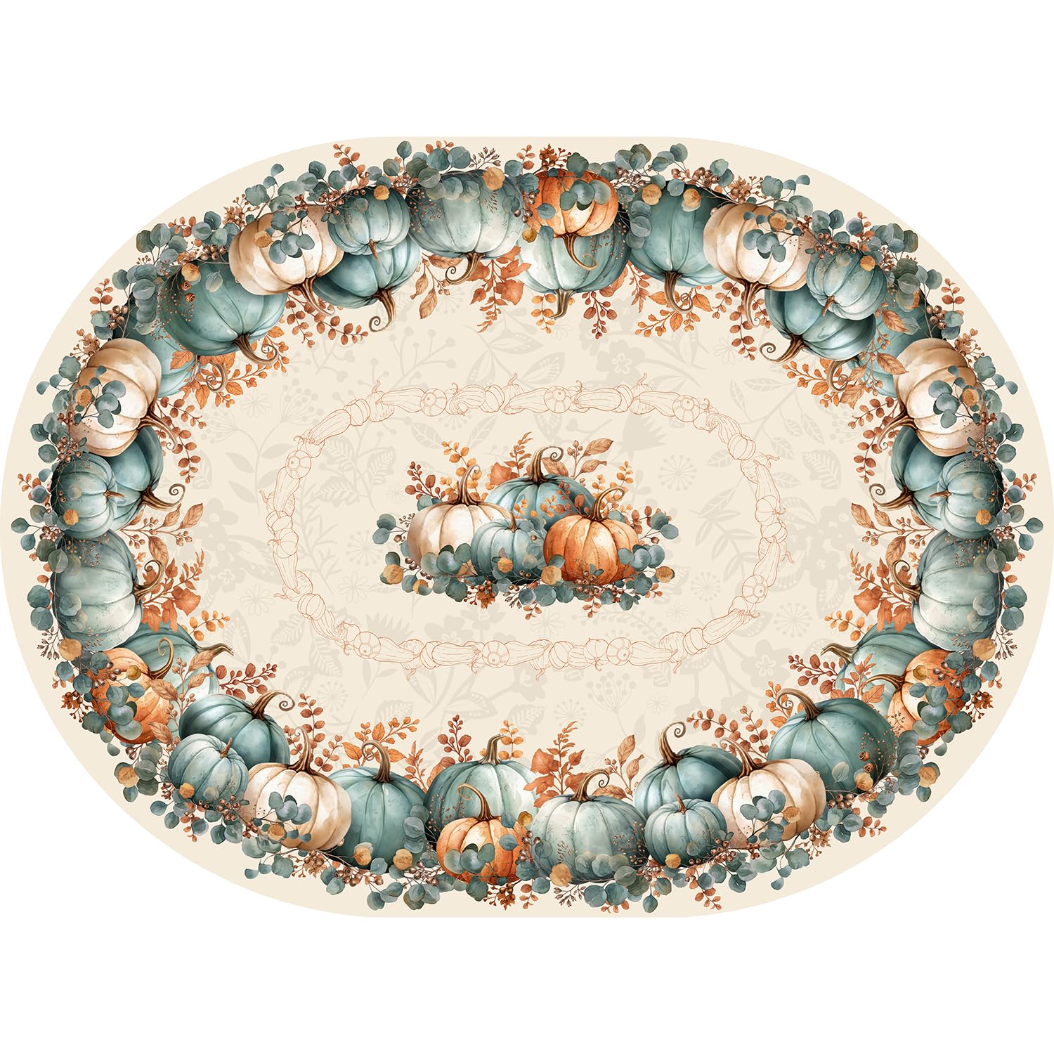 ZORKET Oval Fall Tablecloth 52x70 Inch, Fabric Autumn Leaf Pumpkin Fall Table Cloth Oval Tablecloths Table Cover for Dinner Party Picnic Decor