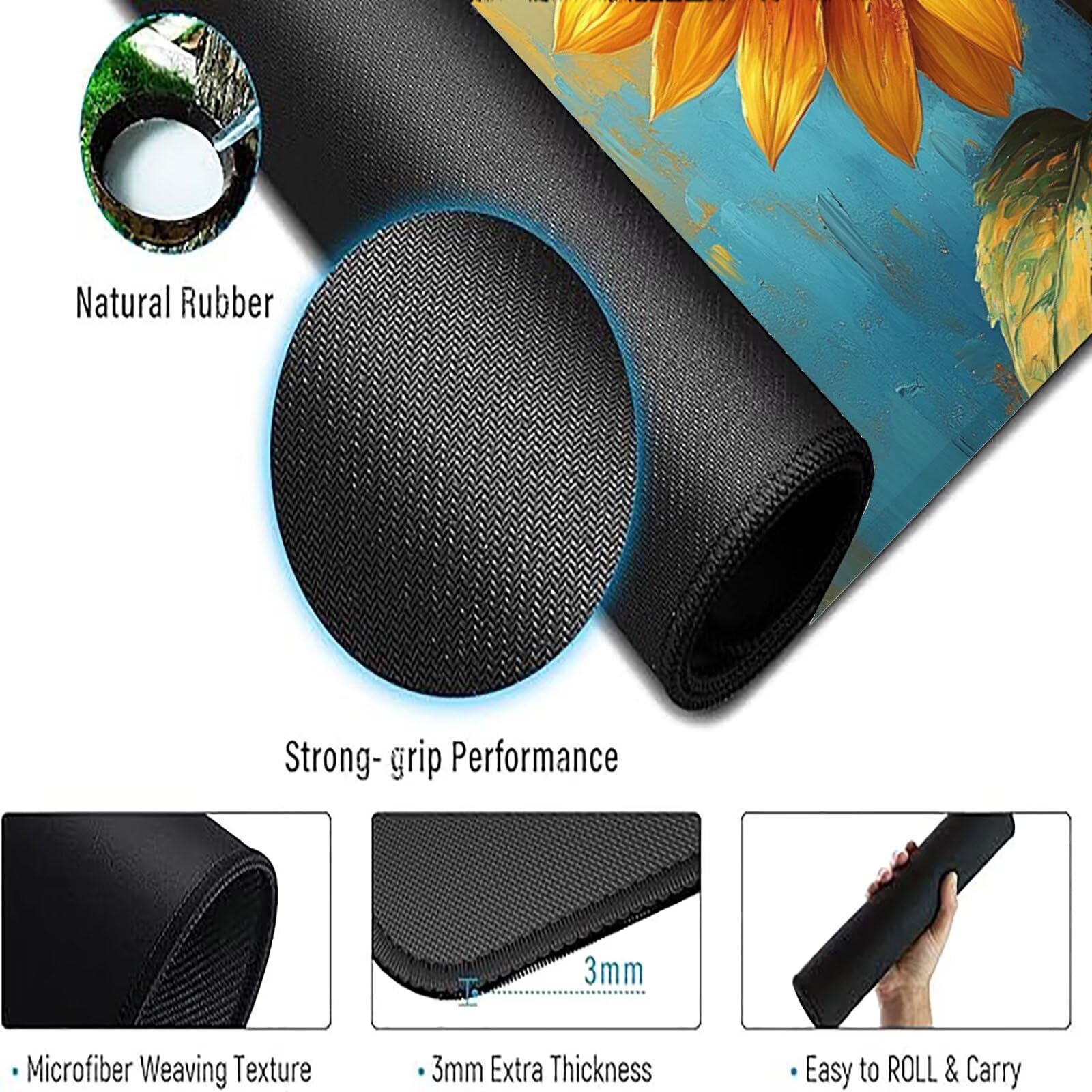 Podkładka pod mysz XXL 1400 x 700 mm brązowa podkładka pod mysz kwiaty mata podkładka pod mysz do gier antypoślizgowa gumowa podstawa zszyte krawędzie akcesoria biurowe do gier do biura i komputera