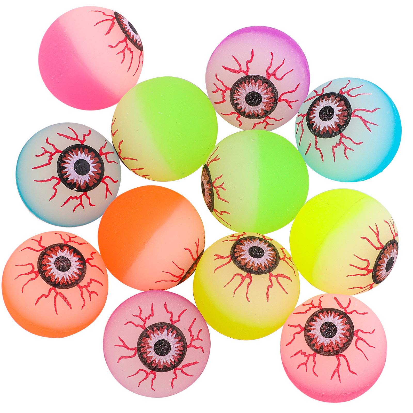 Elcoho12 Pieces Halloween Bouncing Balls Glow in The Dark Bouncing Eyeballs Halloween Theme Eyeballs for Halloween Favor Supplies