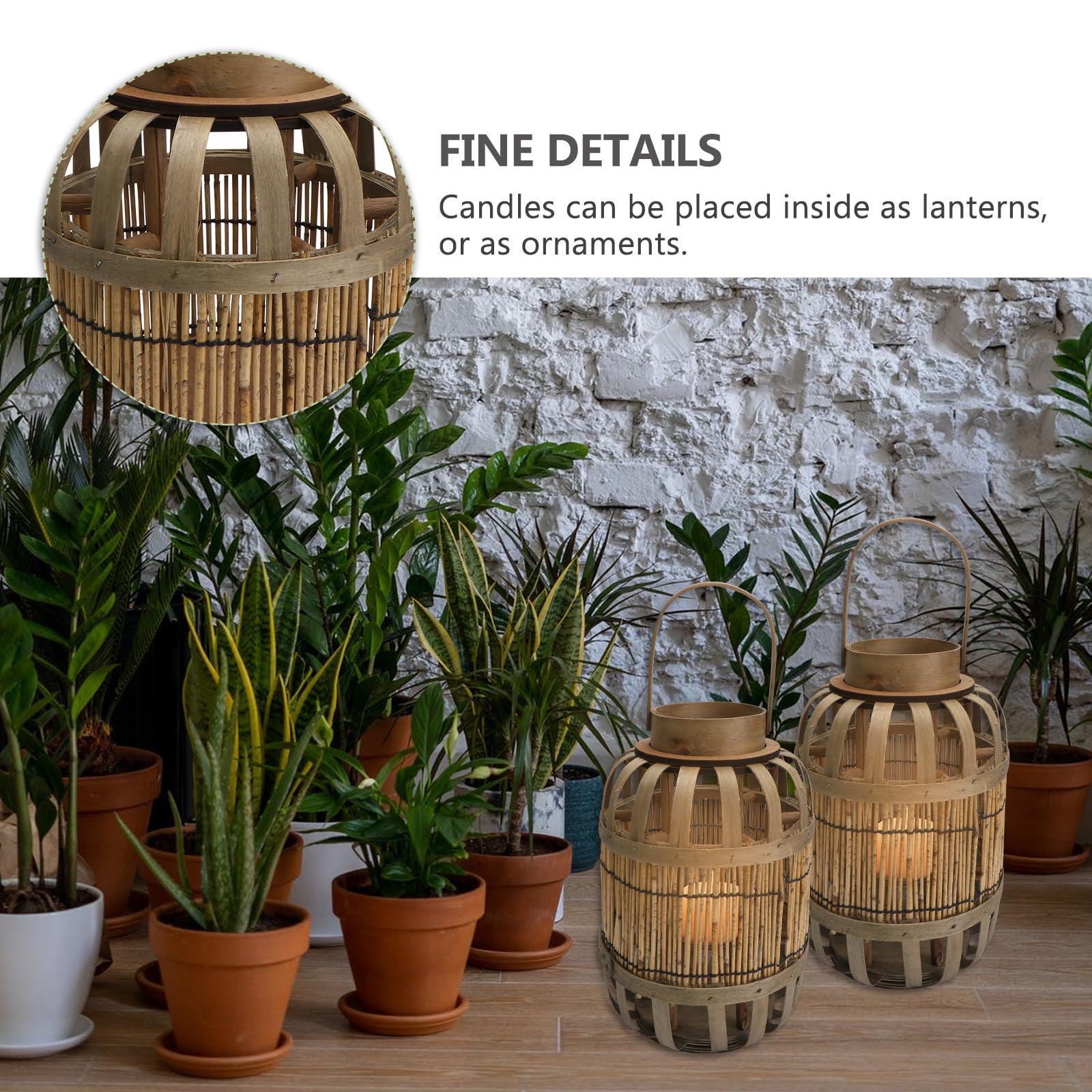 EXCEART Farol Decorativo de Madera Estilo Retro Tejido a Mano, Linterna de Vela para Decoración del Hogar y Fiestas Diseño Elegante y Resistente al Desgaste