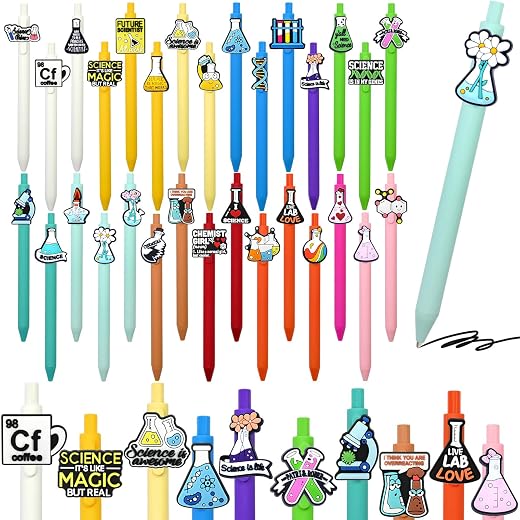 30Pcs Cute Pens Bulk Funny Science Ballpoint Black Ink Pens for Birthdays Party Favors Gifts Gifts for Students