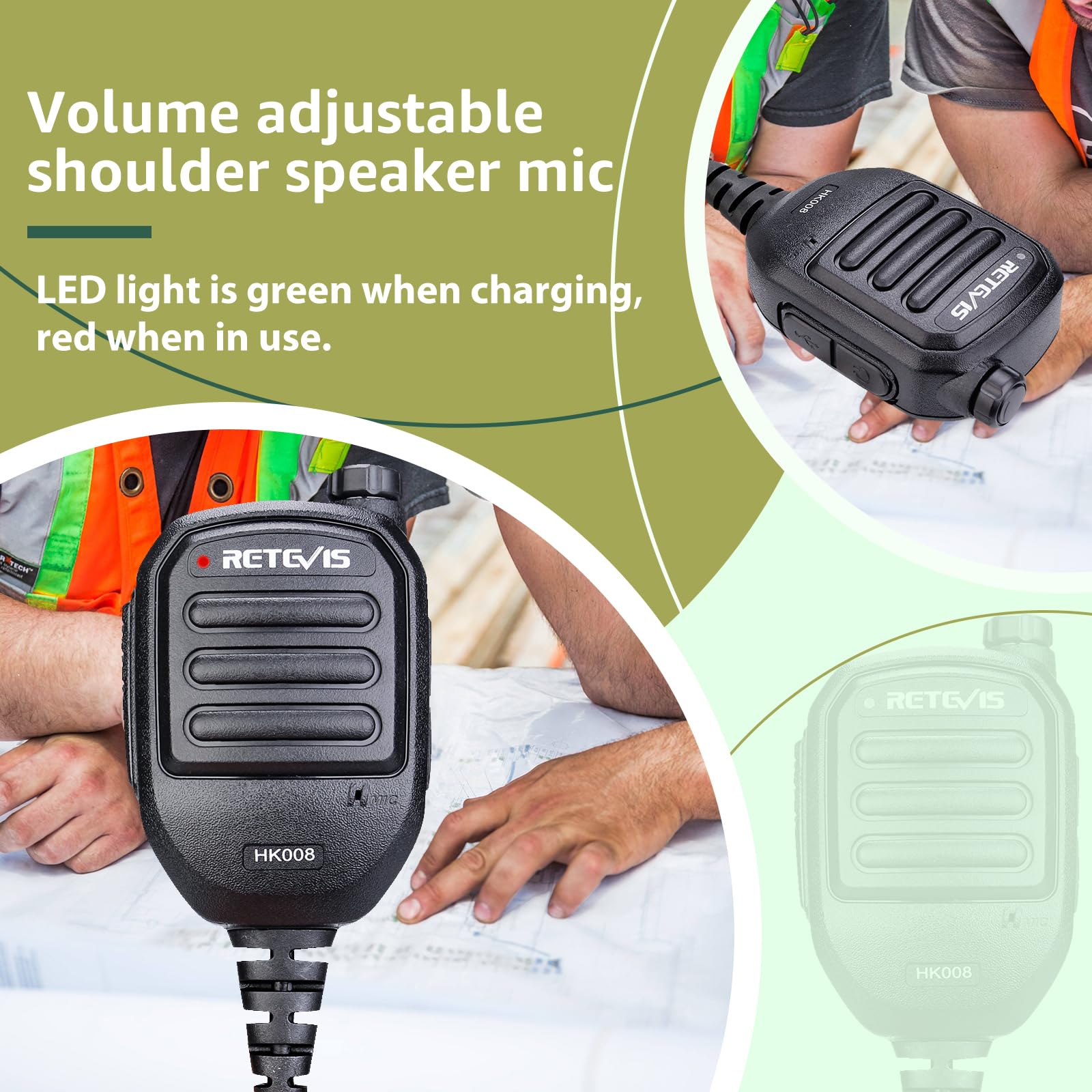 Amazon.com: Retevis HK008 Shoulder Speaker Mic, Volume Adjustable
