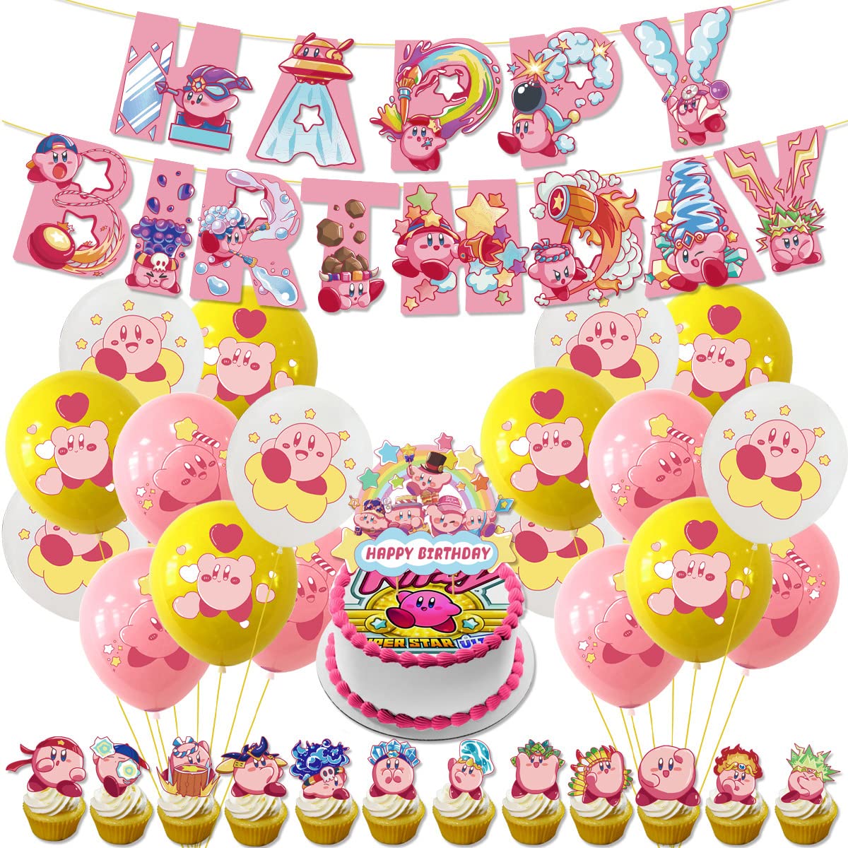 Buy simyron Kirby Star Birthday Party Decorations Kirby Party Supplies Anime Theme Party