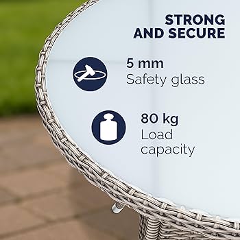 Tea Table With Glass Top Beige Poly Rattan & Tempered Glass Vidaxl By