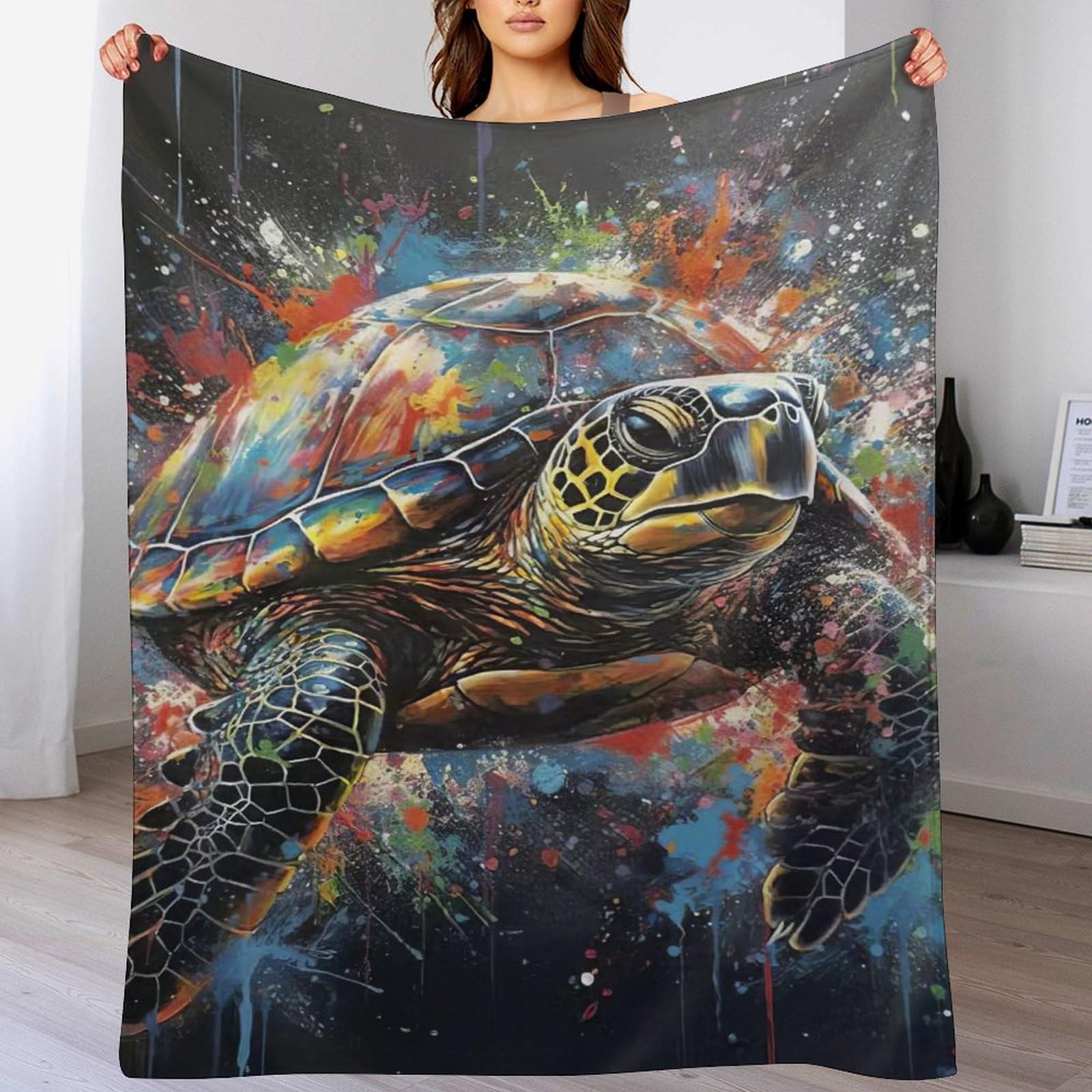 Couvre-lit tortue et couverture de salon en flannel 100x130cm