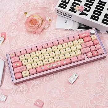 Amazon.com: GEKUCAP PBT Cute Pink Yellow Keycaps 136 Keys XOA Key