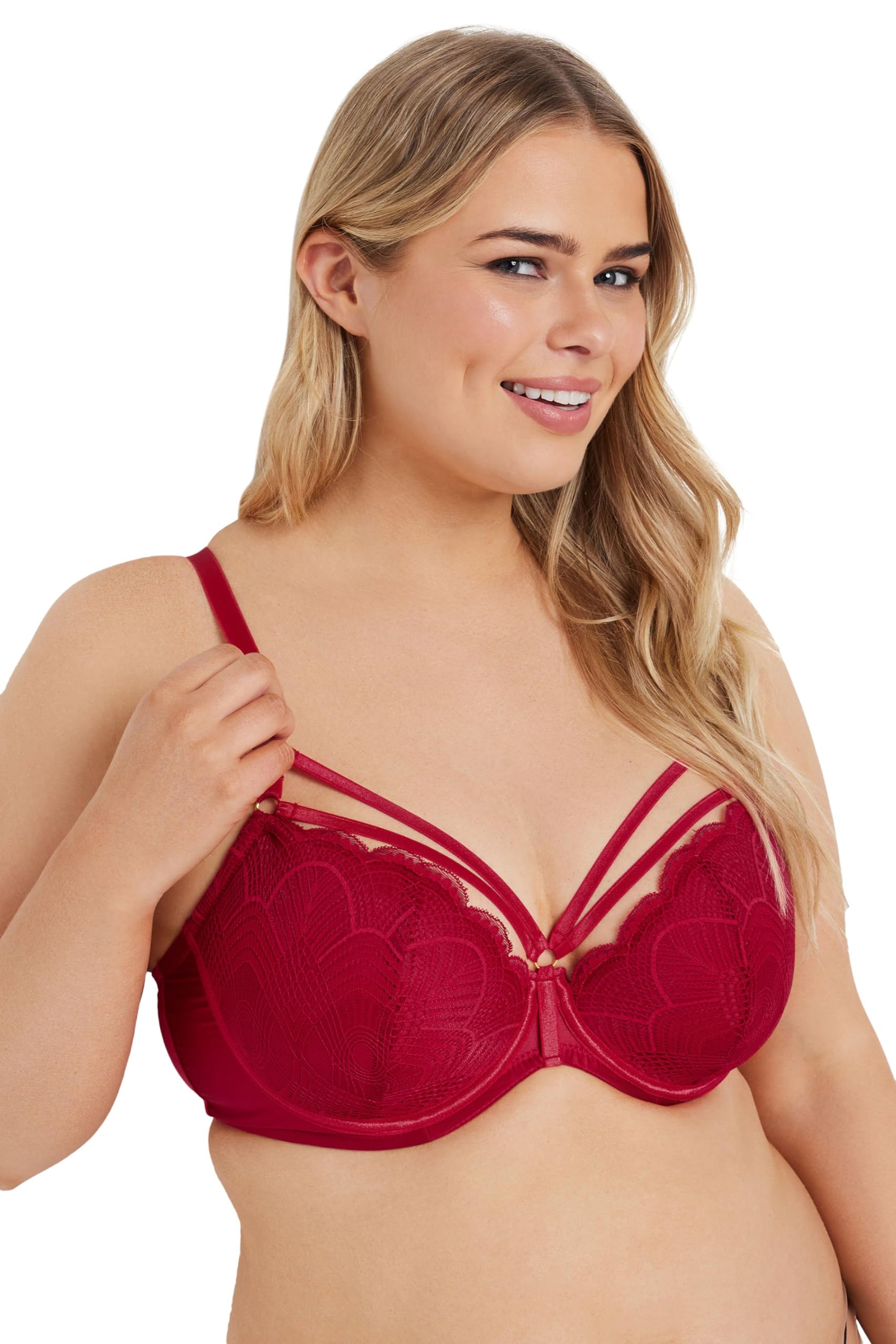 Yours Curve Lace Underwi Bra - Women's - Plus Size Curve Red