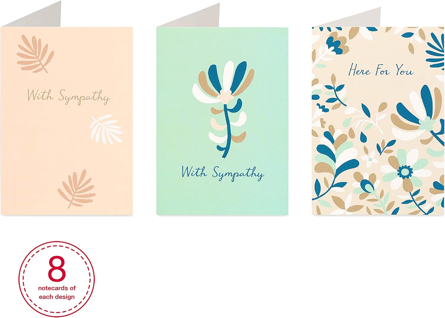 American Greetings Sympathy Cards Assortment, 6 Nature-Inspired Designs (48-Count)