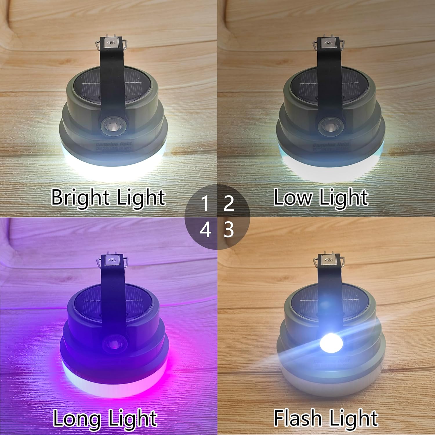 GHJ Solar-Powered LED Camping Lantern Rechargeable, Portable Tent Light with Magnetic Handle - Ideal for Camping, Emergencies, Home, and Car Use