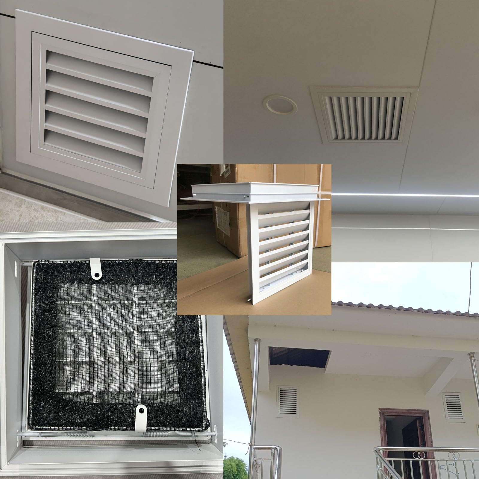 Rejilla de ventilación cuadrada de 12/14/16/18/24/25 pulgadas, panel de acceso de plástico prensado duradero para pared/techo, ideal para fontanería, válvula eléctrica, aire acondicionado (43 x 43 cm)