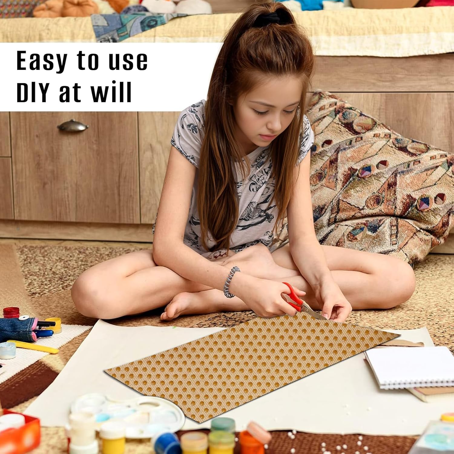 74x80 Inches Antislip Cloth, Vinyl Primary Cloth Backing Fabric, Rug Backing Fabric & Rug Making Supplies Tufting Gun Cushion Punch Needle (Beige)
