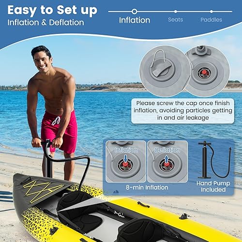 Miniatura 2 de S AFSTAR Kayak inflable, canoa para 2 personas con capacidad de 507 libras, suelo de puntadas, todos los accesorios y bolsa de transporte, kayak
