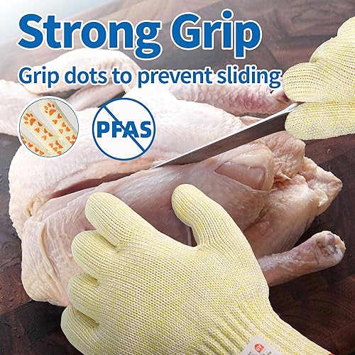 Miniatura 3 de Schwer SlicePro ANSI A9 - Guantes de grado alimenticio resistentes a los cortes, PR1501-GD, guantes de corte antideslizantes para cortar carne de
