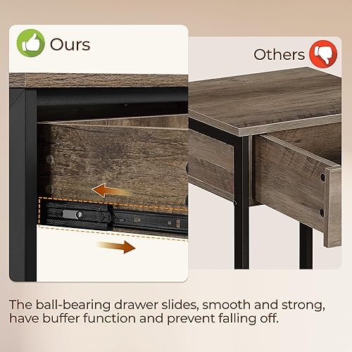 Miniatura 8 de Yaheetech - Mesa de consola con cajón y 2 estantes abiertos de almacenamiento, mesa de sofá para sala de estar, mesa estrecha de 3 niveles para